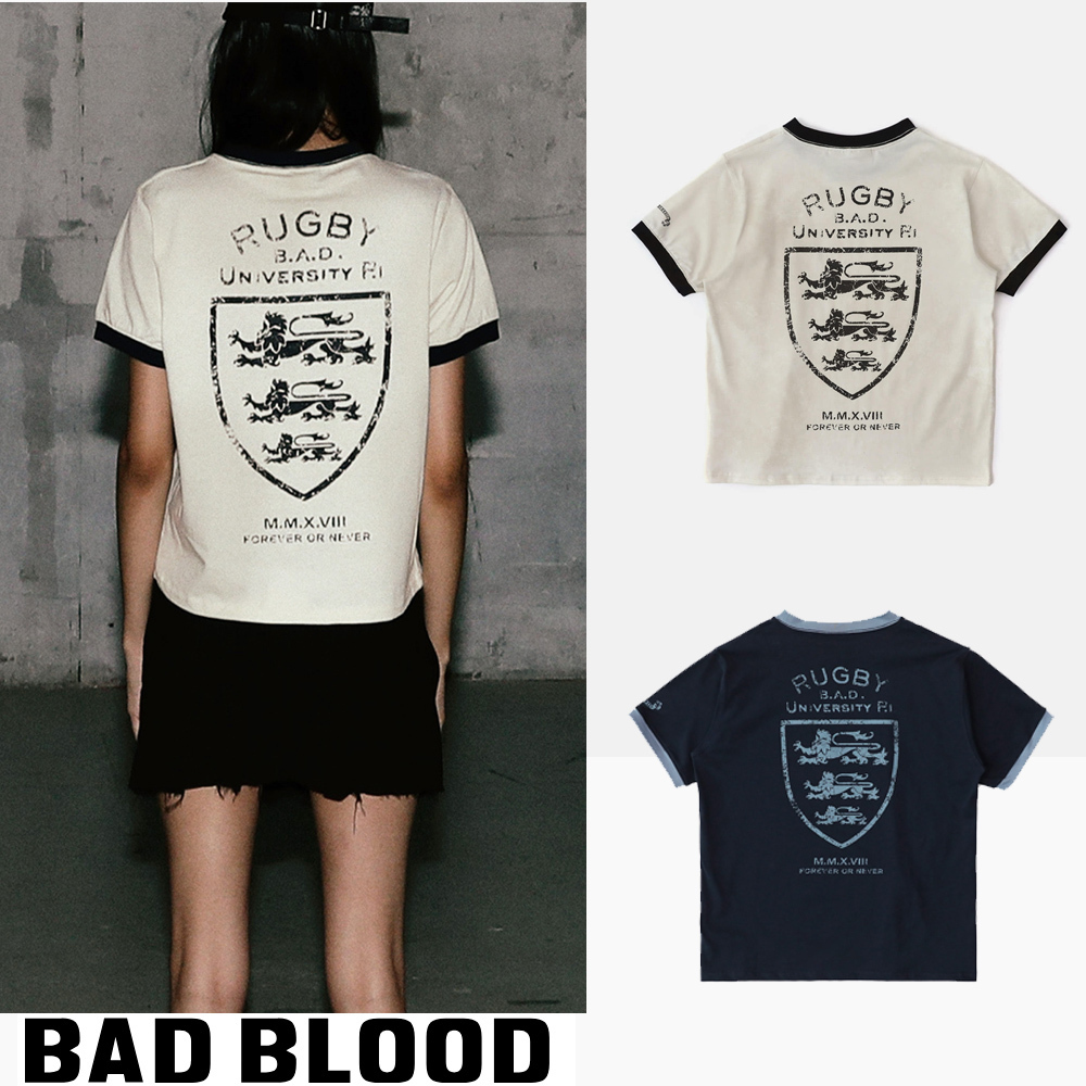 無料配送◆BAD BLOOD◆ Mystic Shield Printed Ringer T-Shirt