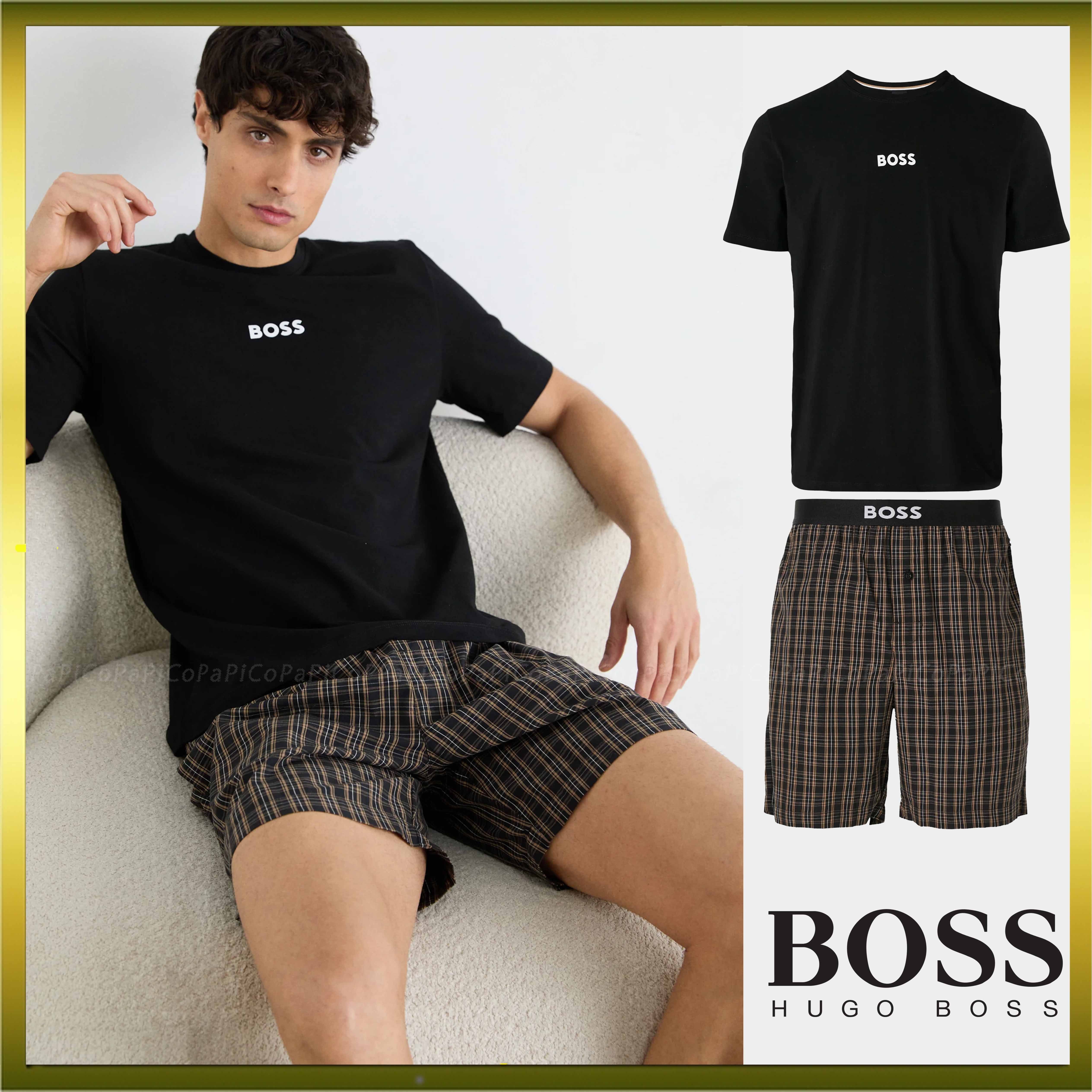 【関税送料込】 BOSS ロゴ Tシャツ ＆ チェック柄 ハーフパンツ