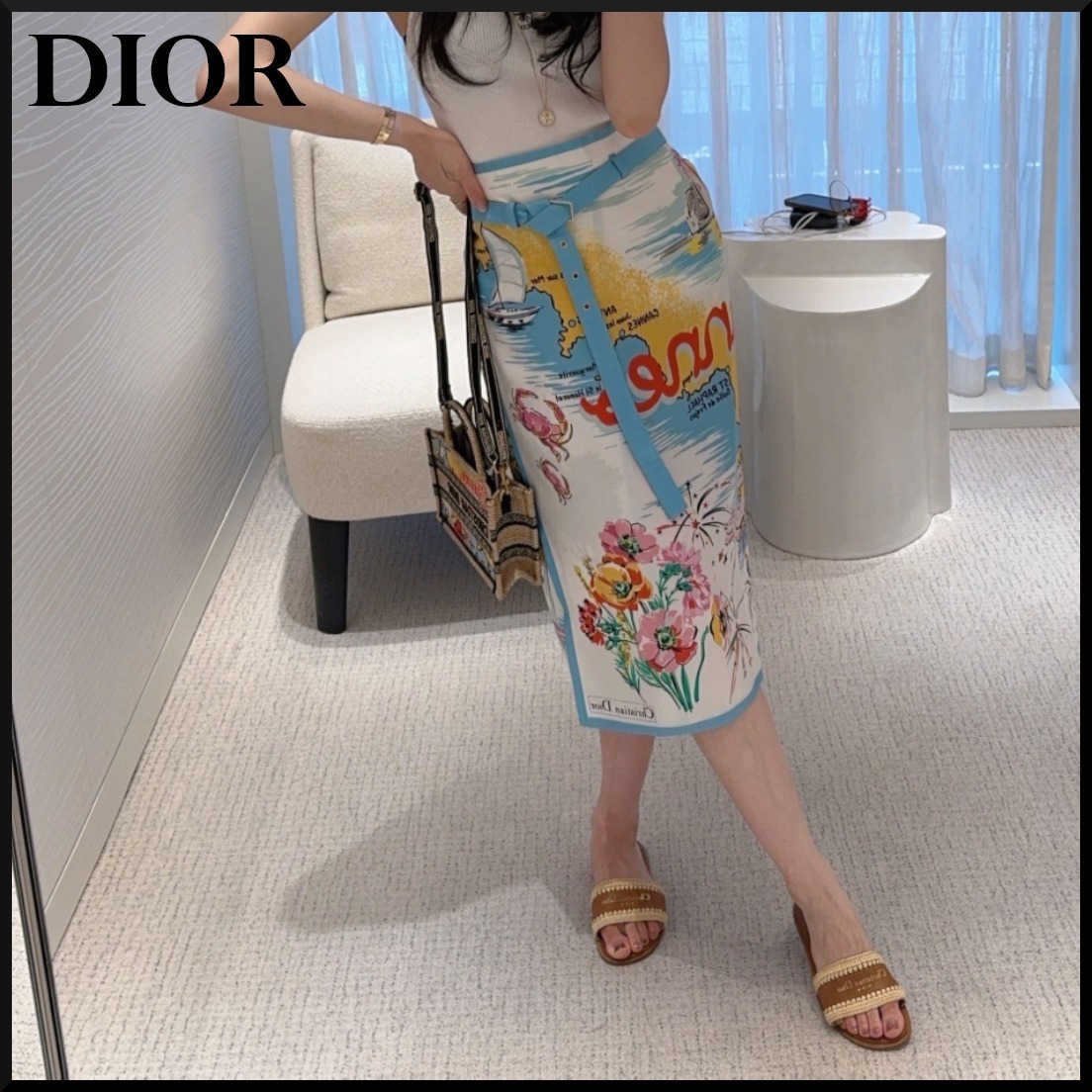 【かわいい☆】Cannes Dior Souvenir ベルト付き ミディスカート