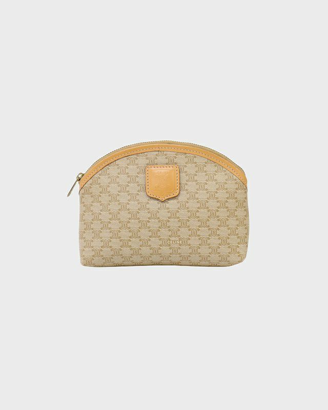 CELINE マカダム柄ブラゾン刻印ポーチ
