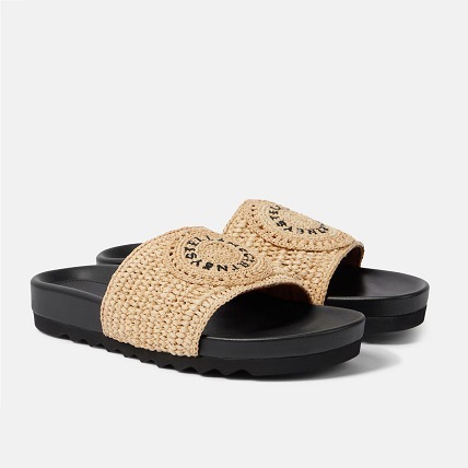 STELLA MCCARTNEY ロゴ ラフィア スライド サンダル