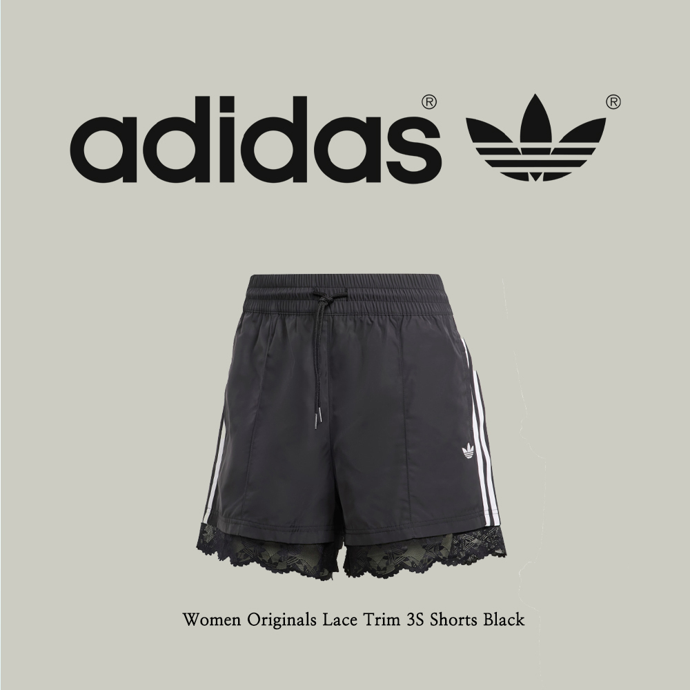 【adidas】 Women Originals Lace Trim 3S Shorts Black