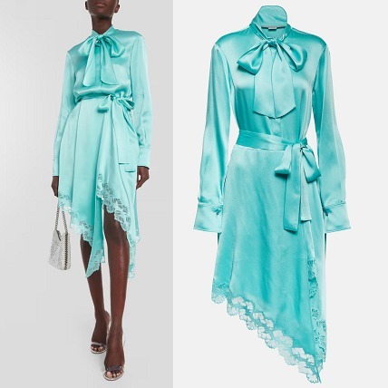 STELLA MCCARTNEY レース サテン ミディドレス
