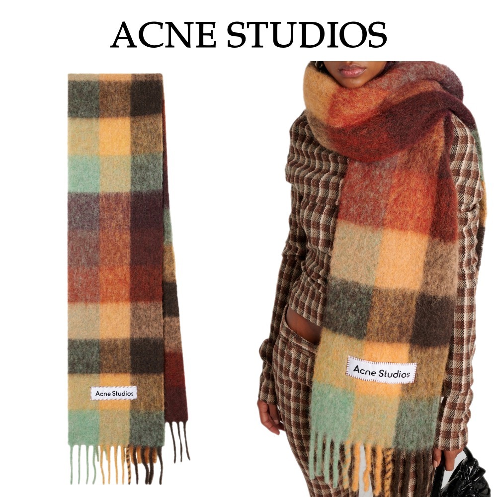 【Acne Studios】チェック柄ウール混紡スカーフ