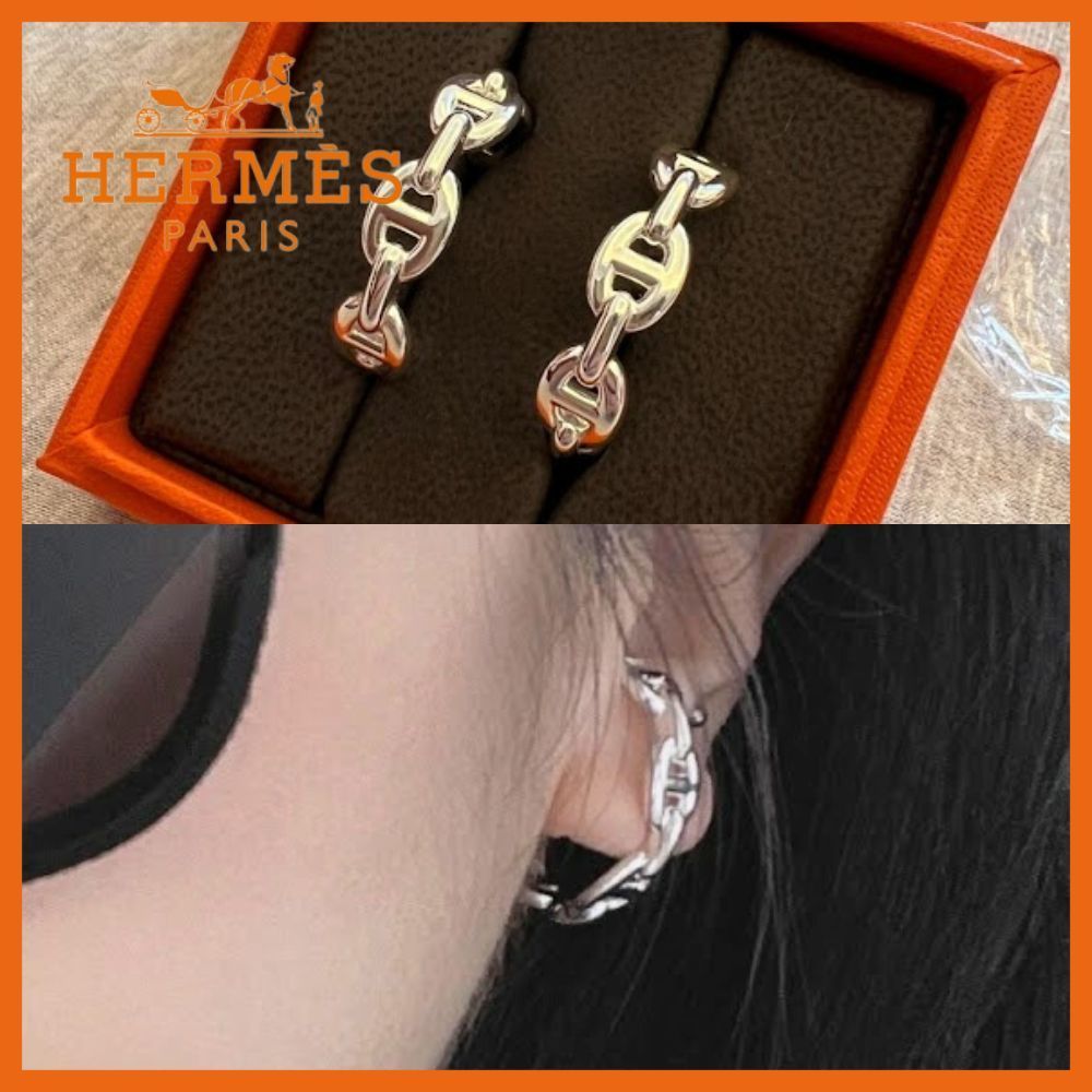 【個性的でモダン!】HERMES シェーヌダンクル ピアス