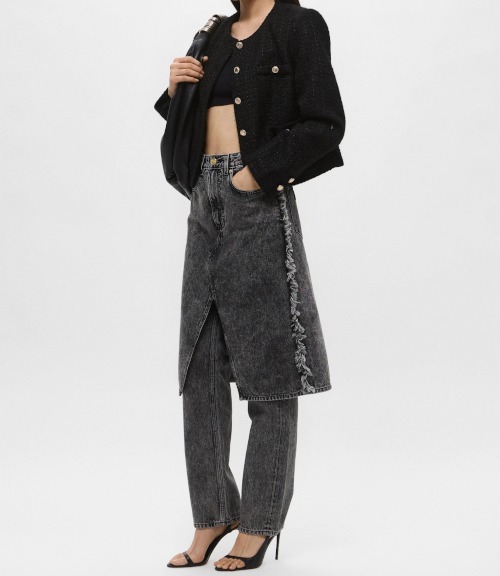 “GANNI” Snow Washed Denim Skirt Jeans