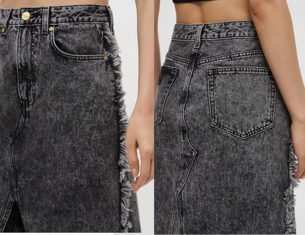 “GANNI” Snow Washed Denim Skirt Jeans