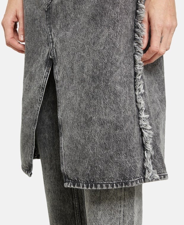 “GANNI” Snow Washed Denim Skirt Jeans