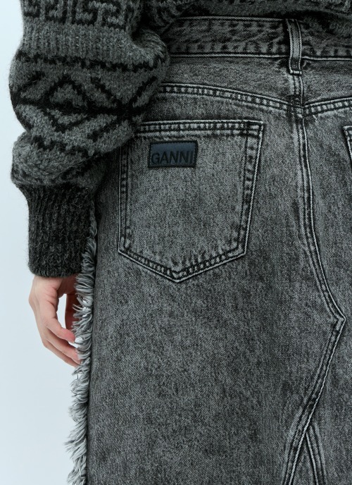 “GANNI” Snow Washed Denim Skirt Jeans