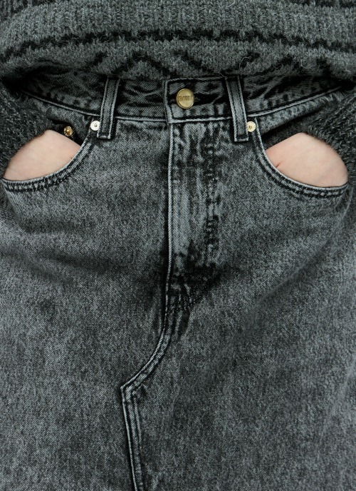 “GANNI” Snow Washed Denim Skirt Jeans