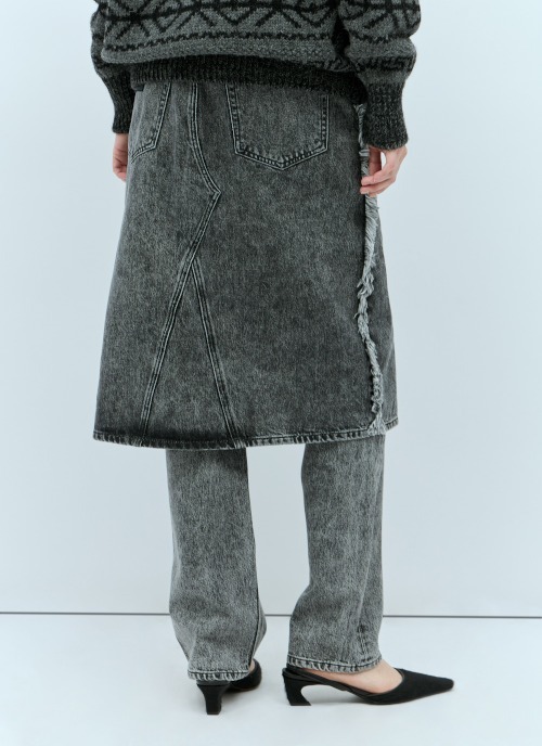 “GANNI” Snow Washed Denim Skirt Jeans