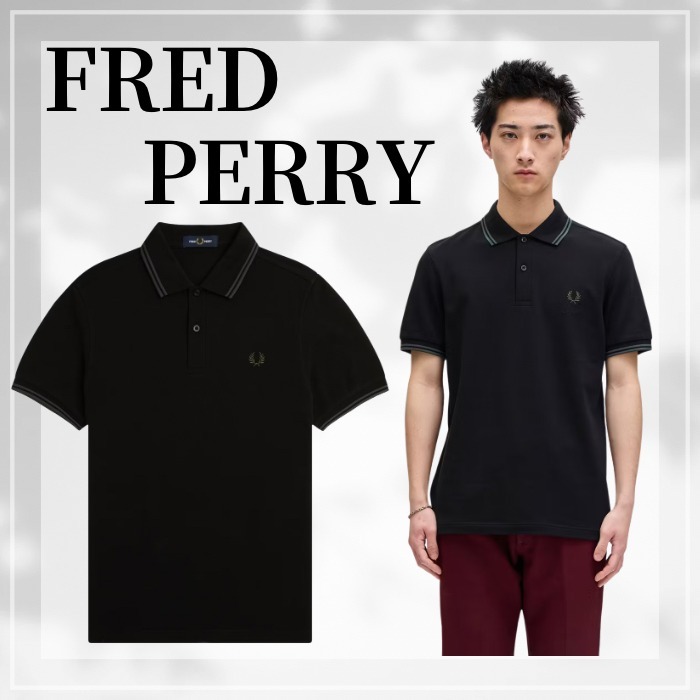FRED PERRY☆ The Fred Perry Shirt - M3600 BLACK/COURT GREEN
