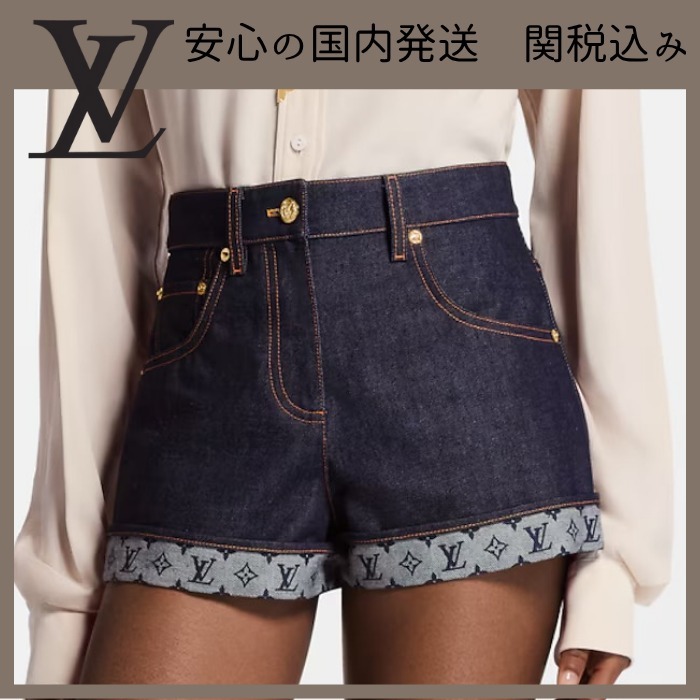 【お洒落デニム!】Louis Vuitton カフドヘム デニムミニショーツ
