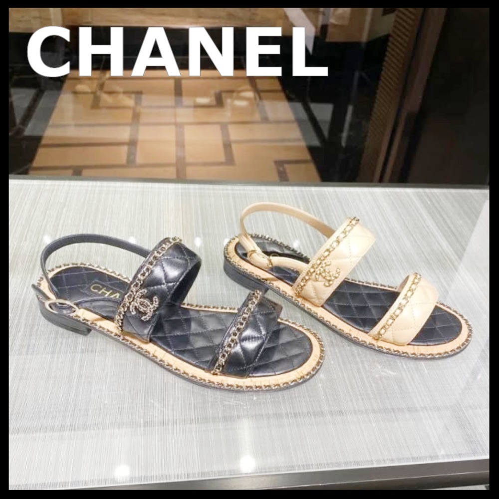 【歩きやすい♪】CHANEL サンダル ストラップ付き 春夏 チェーン