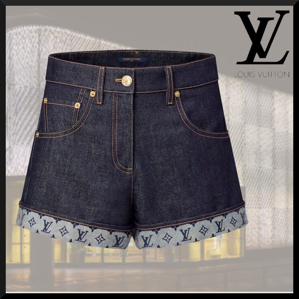 【可愛い♪】【ＬＶ】カフドヘムデニムミニショーツ