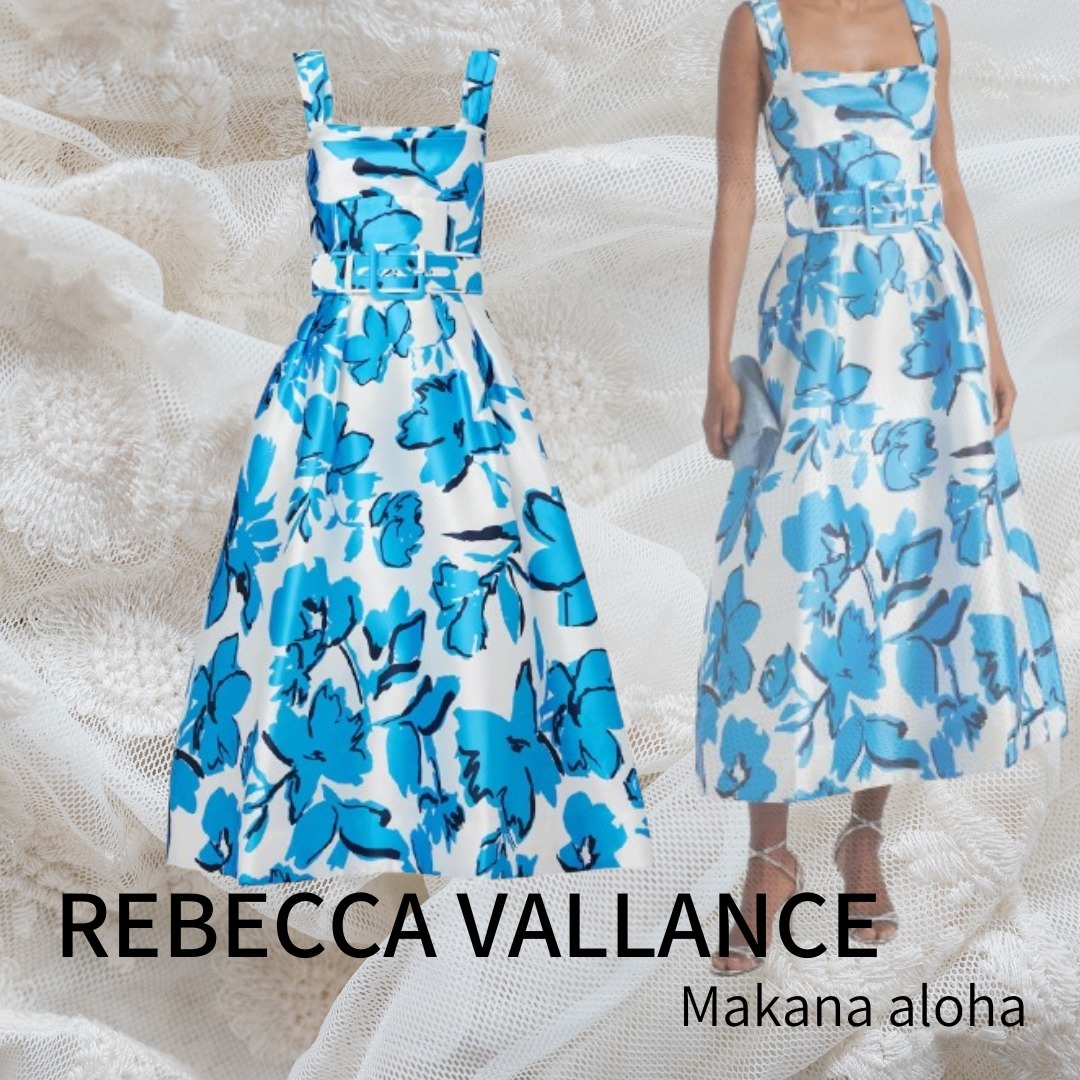 関税込【REBECCA VALLANCEC】Sapphira belted floral midi dress