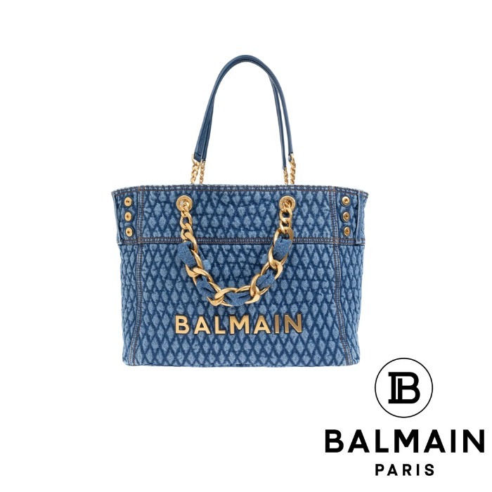 Balmain☆VIP価格 1945 ソフト ロゴ デニム トートバッグ