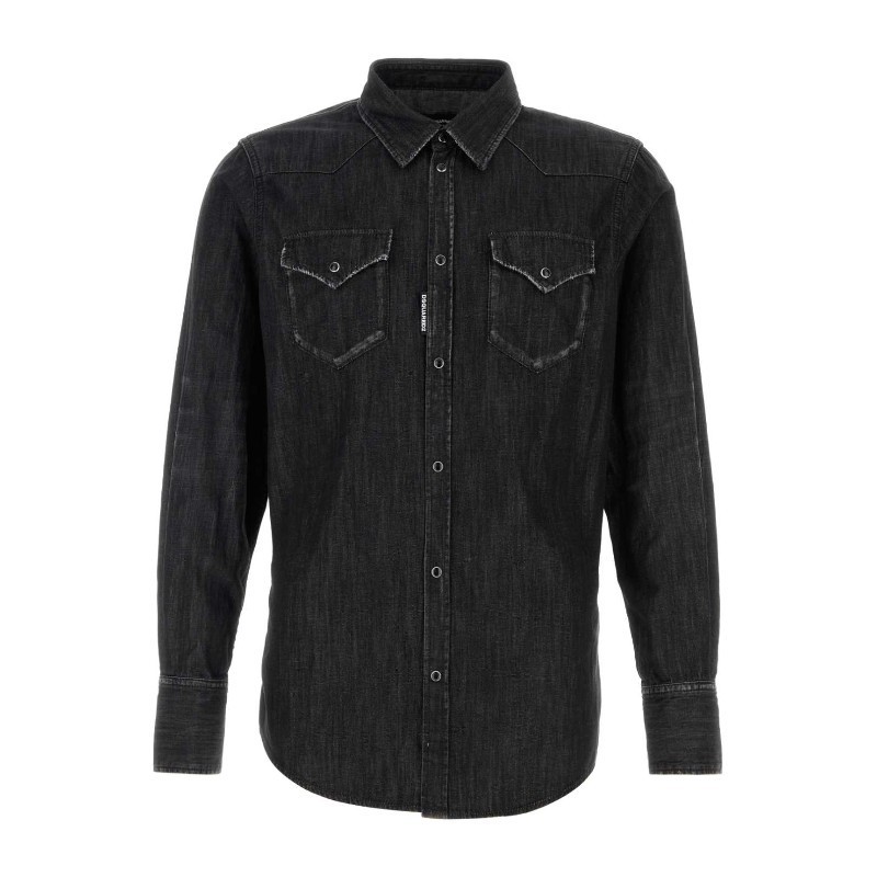 Tシャツ・カットソー D SQUARED2 Black denim Classic Western shirt