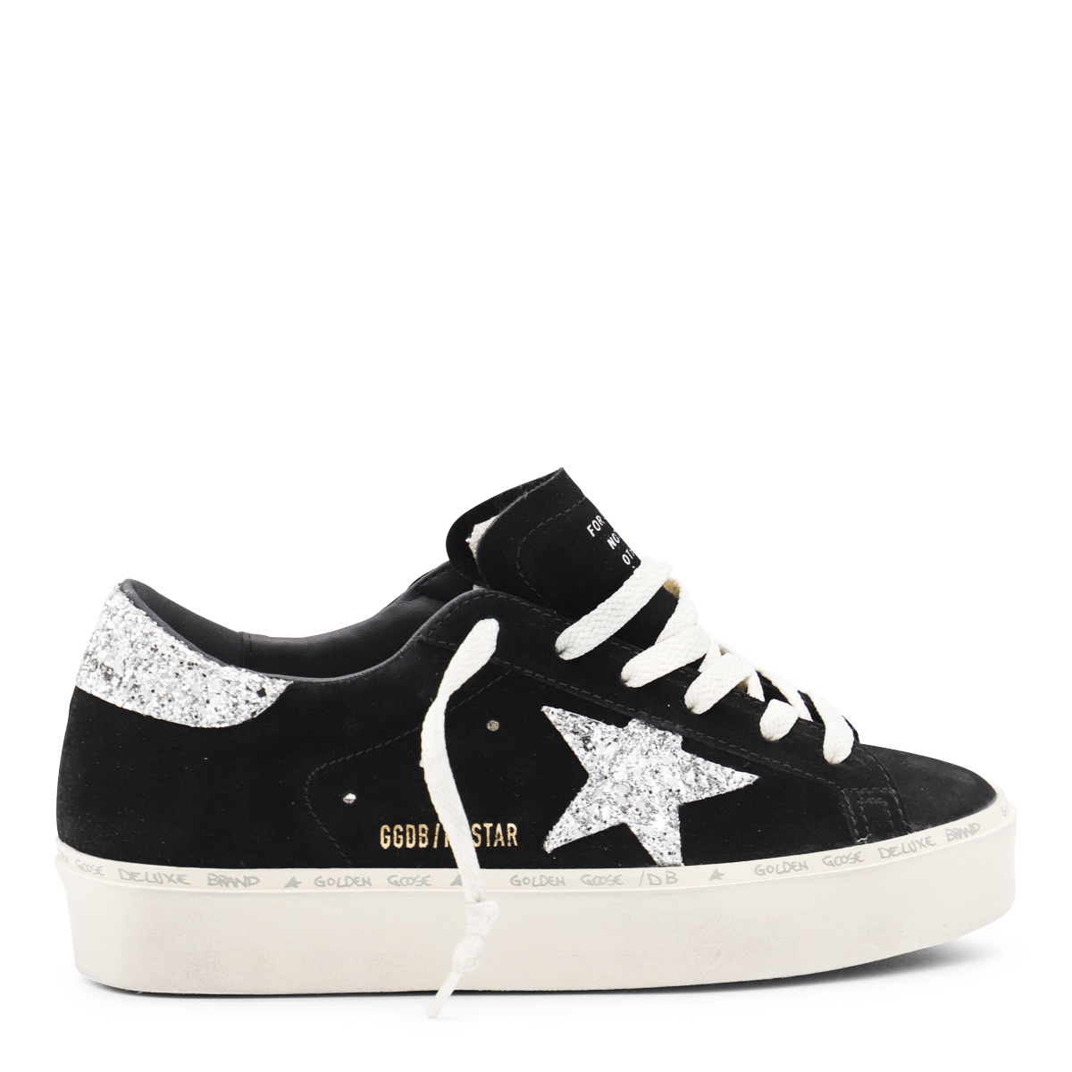 スニーカー GOLDEN GOOSE BLACK AND SILVER LEATHER HI STAR SNEAKERS