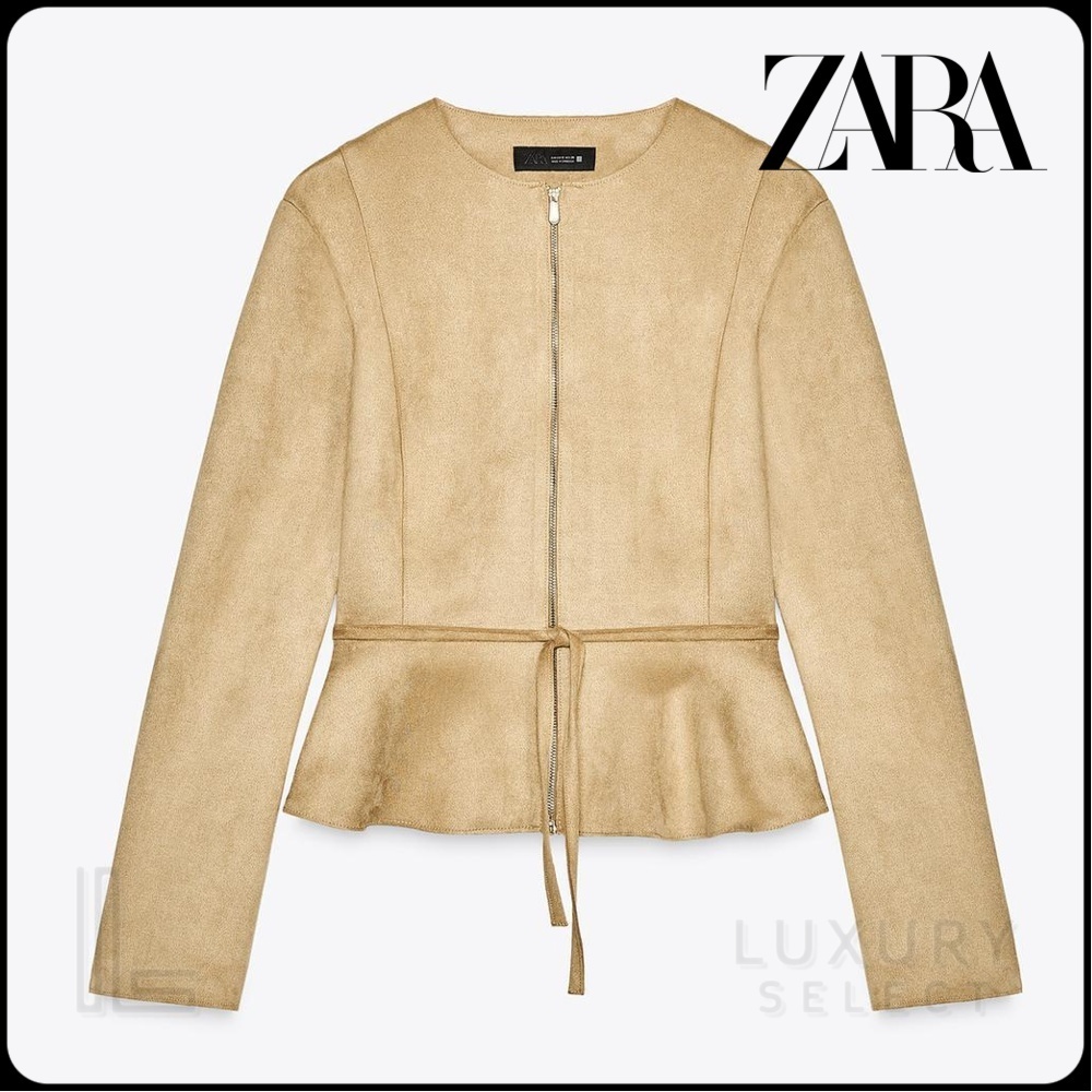 安心★関税込み★ZARA★FAUX SUEDE EFFECT PEPLUM JACKET