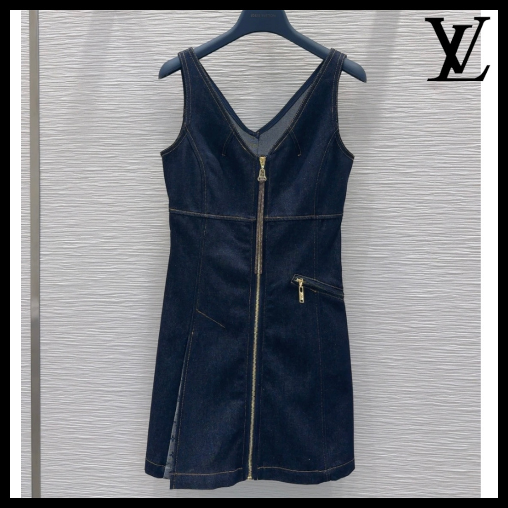 【Vネックラインで美しく♪】Louis Vuitton★デニムミニドレス