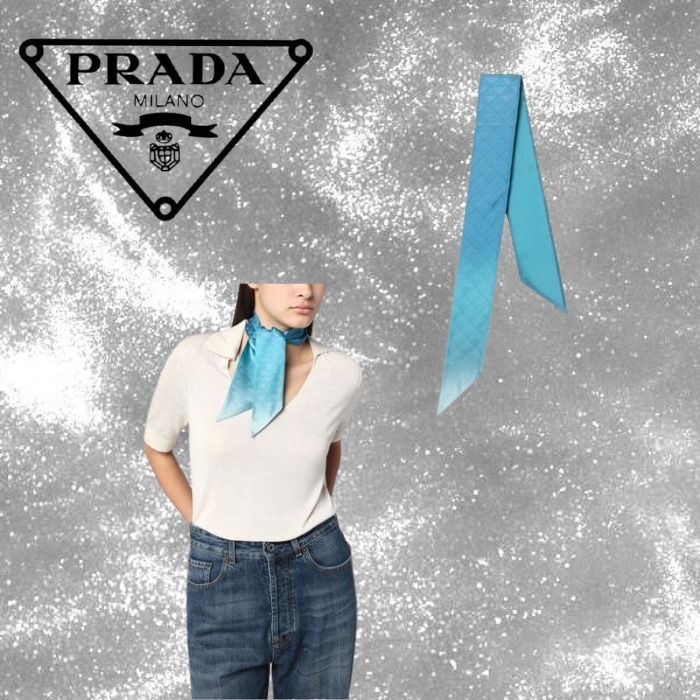 【PRADA】プラダ 2025ss シルクツイルリボン ターコイズブルー