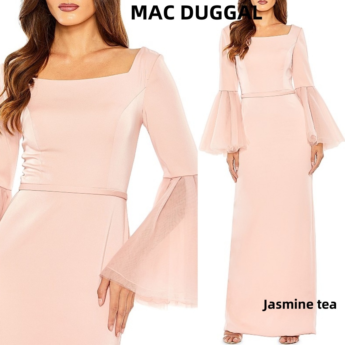★セール♪★MAC DUGGAL フラウンススリーブコラムガウン★
