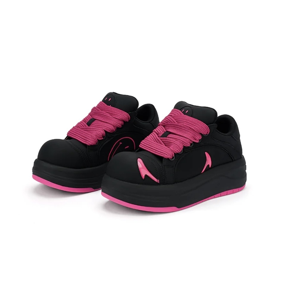 国内で当店のみ SMILEY - Big Head Shoes Series-Black/Rose Red