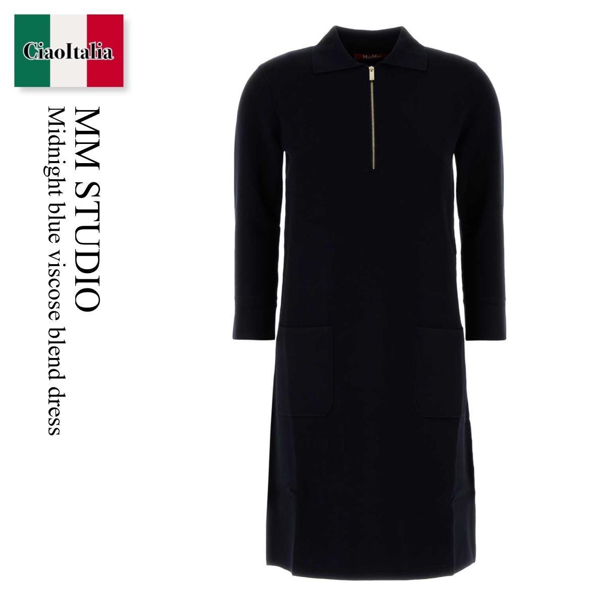 ワンピース Mm Studio Midnight Blue Viscose Blend Dress