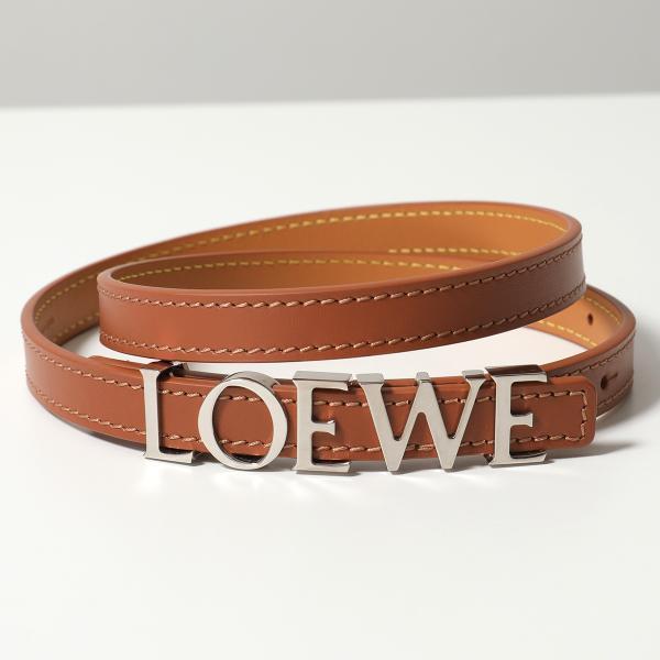 【訳あり-70のみ】LOEWE ナローベルト E619Z16X16 レザー ロゴ
