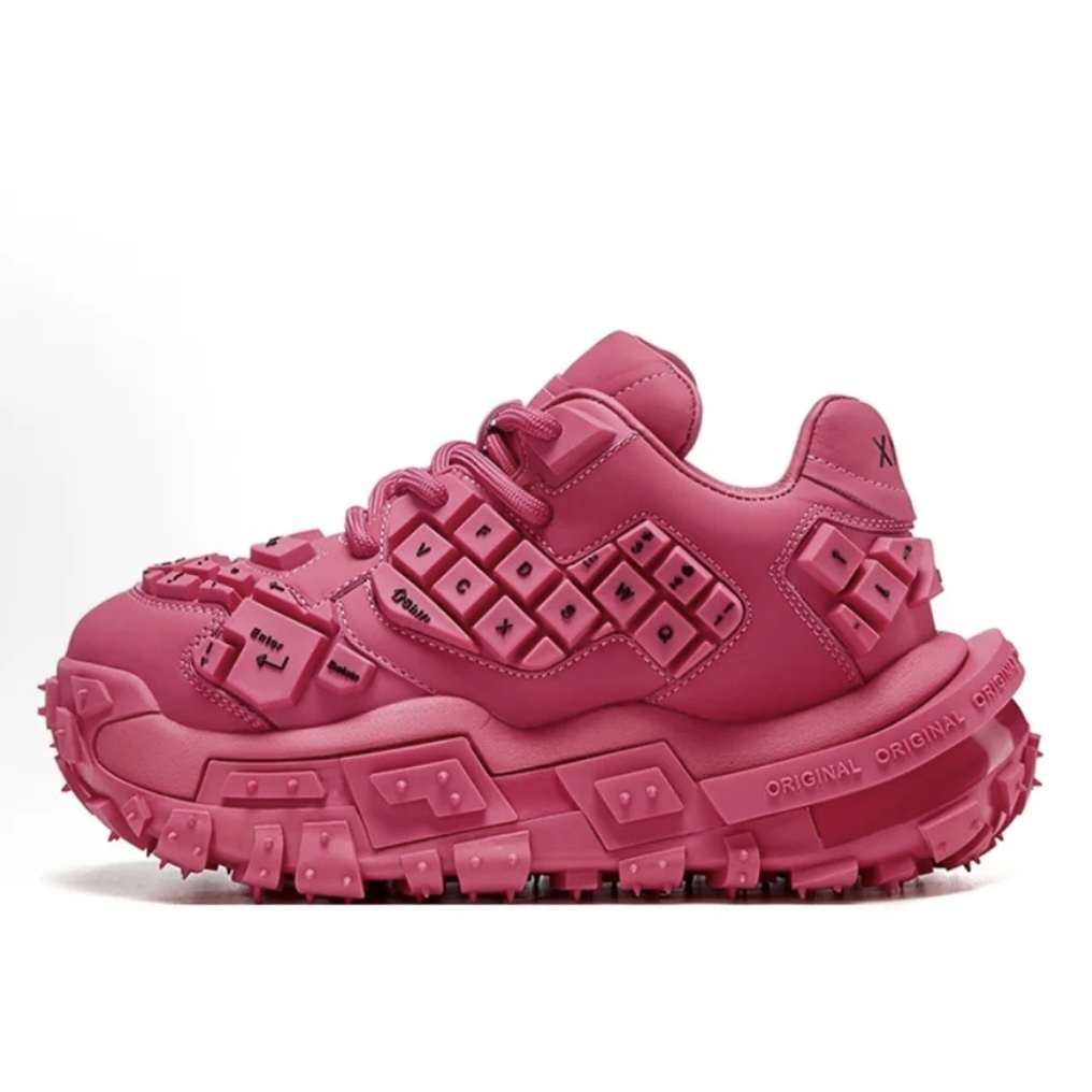 国内で当店のみ XMZY - Chunky Keyboard Dad Sneakers -Pink&Red