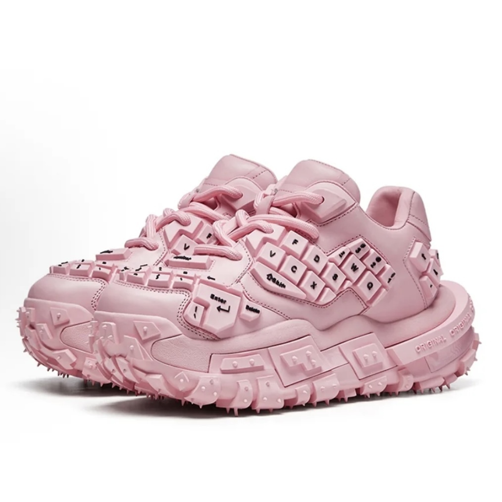 国内で当店のみ XMZY - Chunky Keyboard Dad Sneakers -Pink&Red