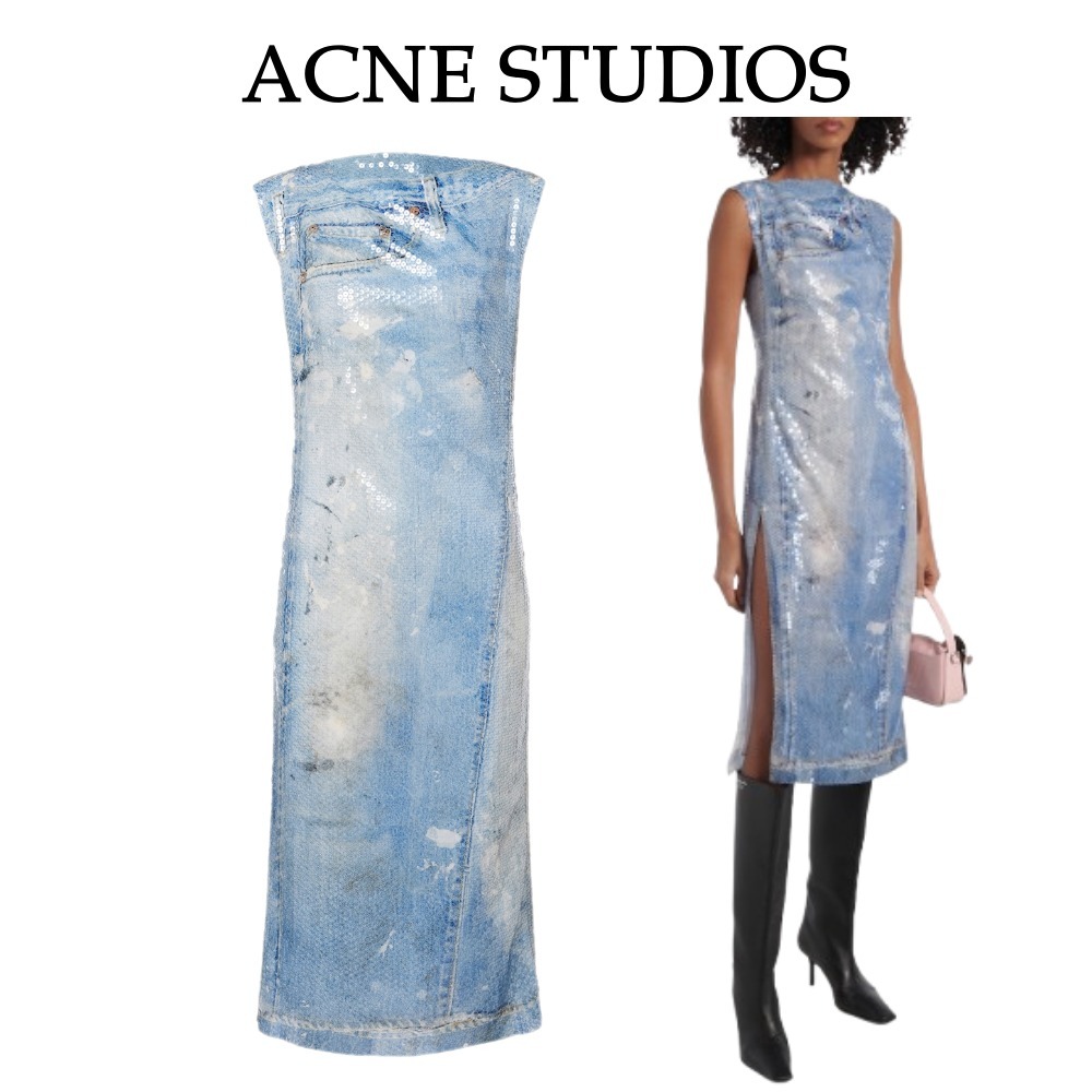 【Acne Studios】スパンコールプリントミディドレス