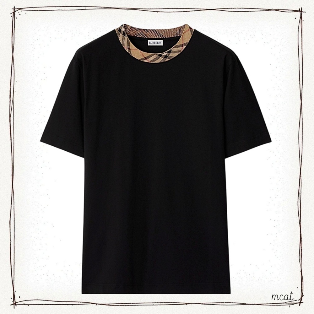 BURBERRY ★ チェックトリム コットン Tシャツ