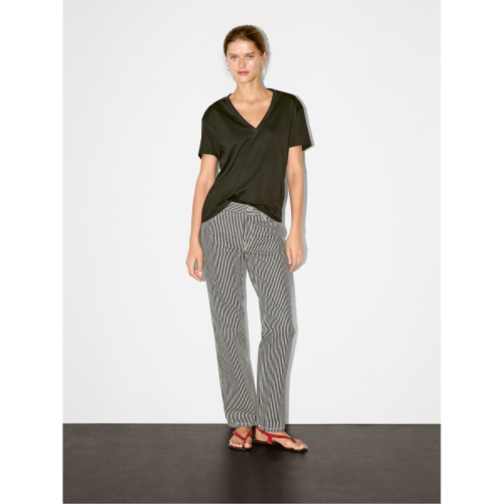 ★ Massimo Dutti★ 100% Cotton V-Neck T-Shirt 06831935800