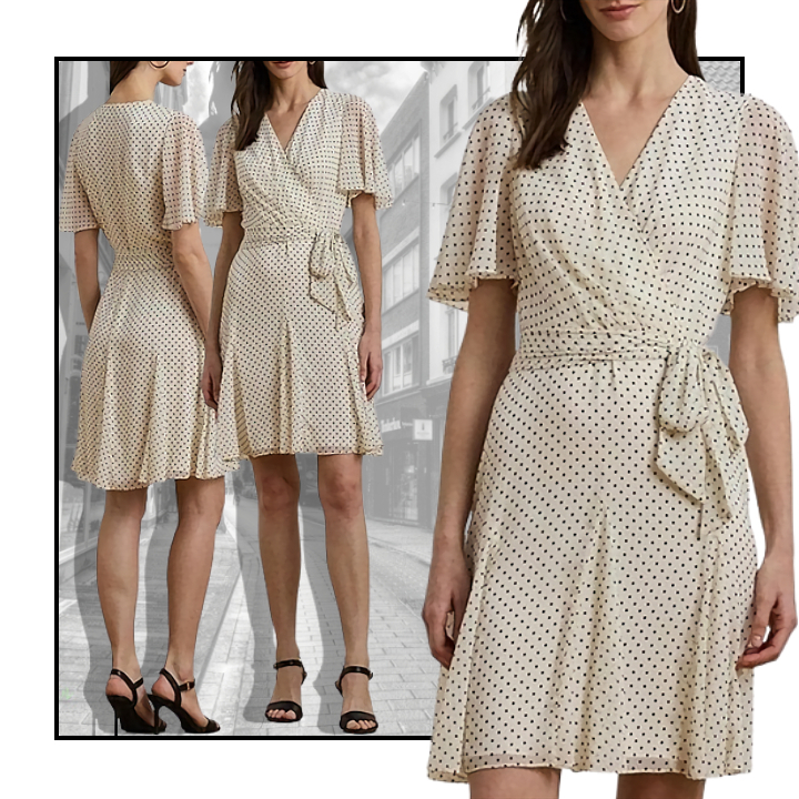 Lauren Ralph Lauren ★【ラップ ミニドレス】Georgette Dotted