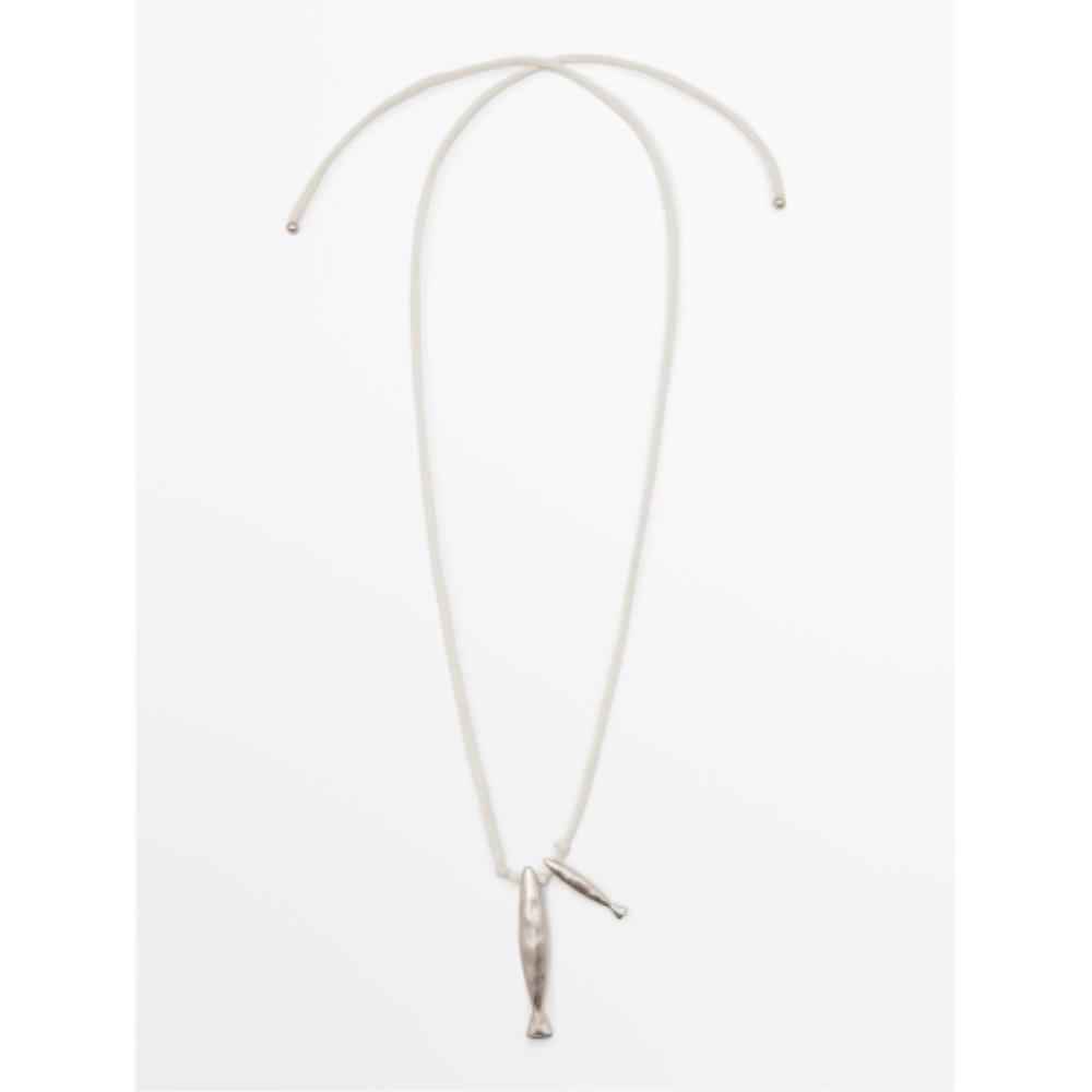 ★ Massimo Dutti★ Silk cord necklace and fish 04602615808