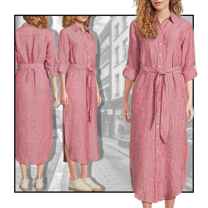 Lauren Ralph Lauren ★【シャツドレス】Kiredel Stripe Linen
