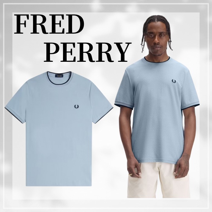 FRED PERRY☆ Crepe Pique T-Shirt LIGHT SMOKE