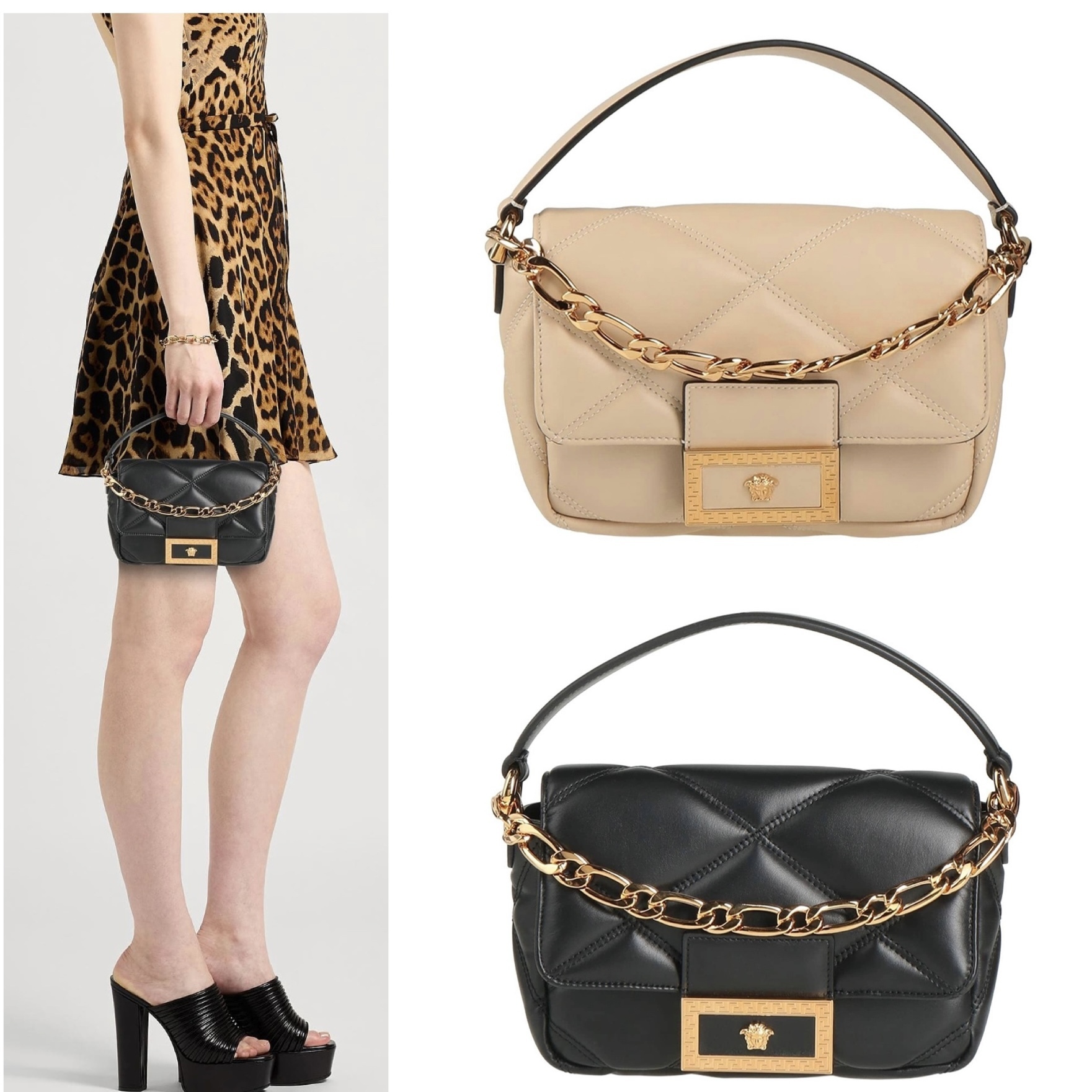 送料関税込み☆VERSACE ロゴ レザー 2way ハンドバッグ