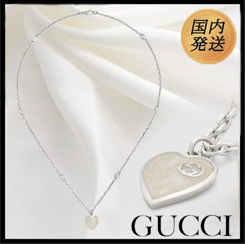 【国内発送★GUCCI】インターロッキングG ハート付き ネックレス