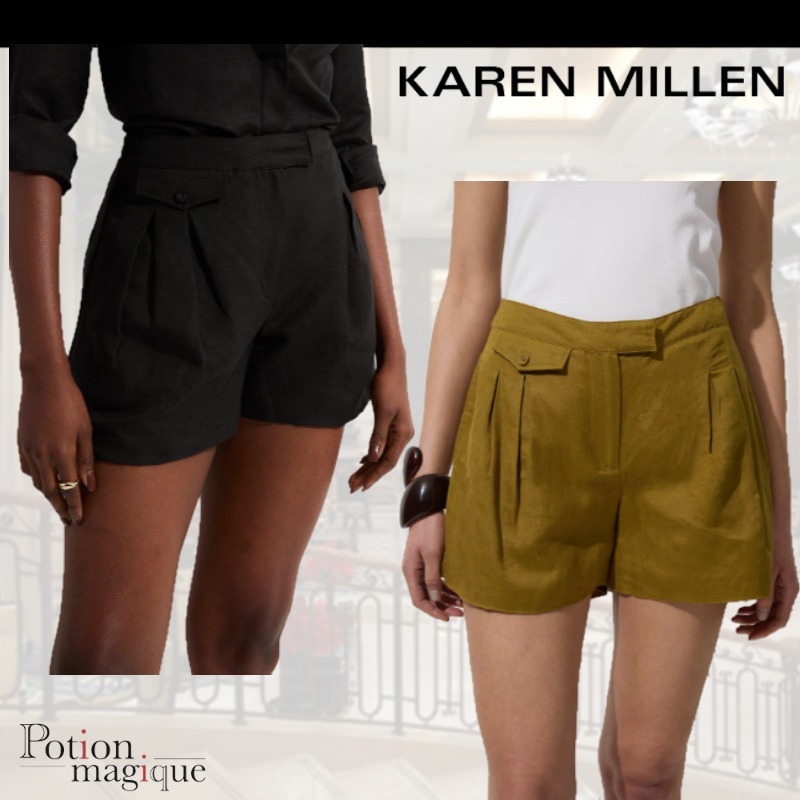 ★Karen Millen★ビスコースリネン ポケットディテールショート