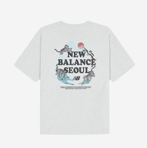 Tシャツ・カットソー New Balance Seoul Tiger Semi Over Fit T-Shirt Light Grey