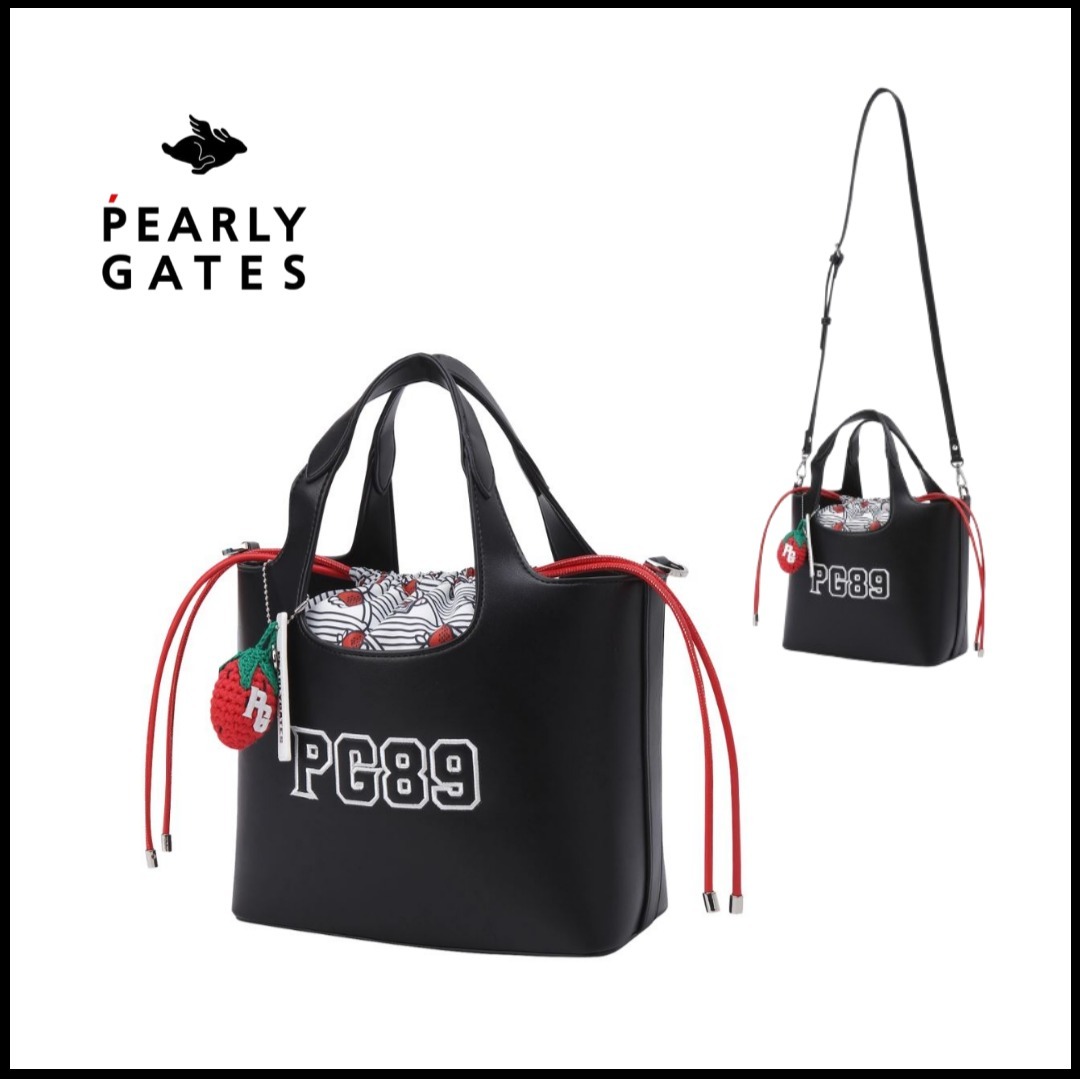 トートバッグ [PEARLY GATES] Embossed Logo Pattern Keyring Bucket Bag BK
