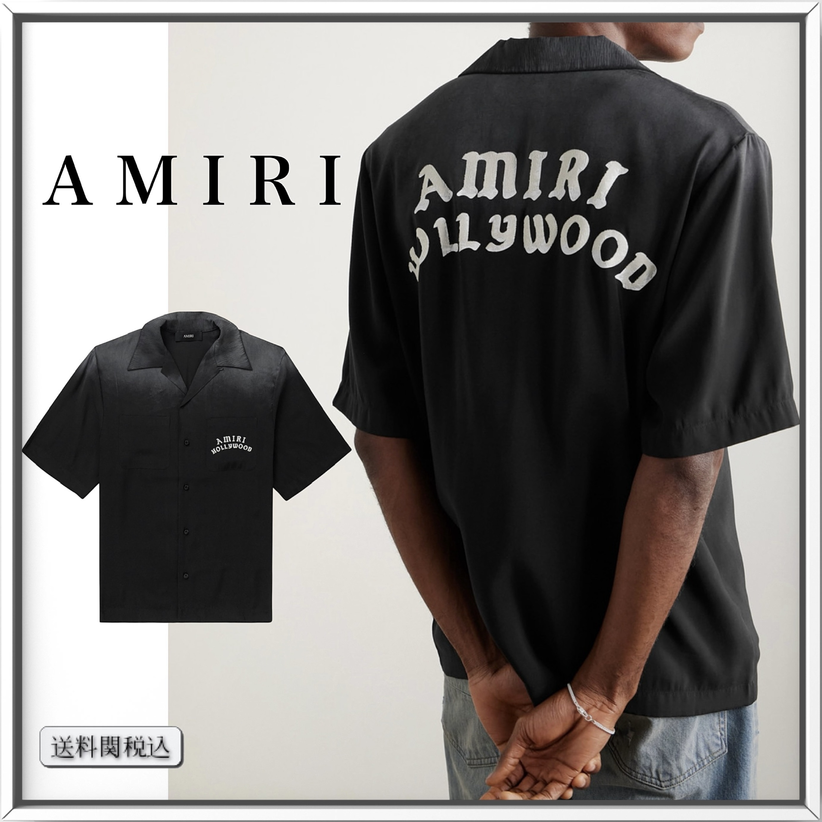 AMIRI ロゴ コンバーチブルカラー モダールブレンド シャツ