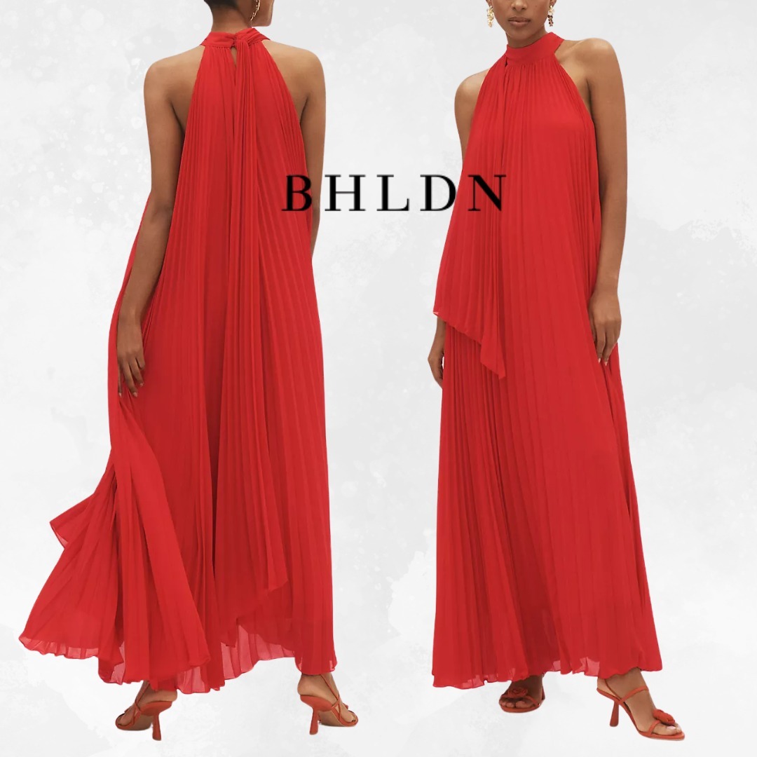 【BHLDN】ロージー ハイネック プリーツ シフォン マキシドレス