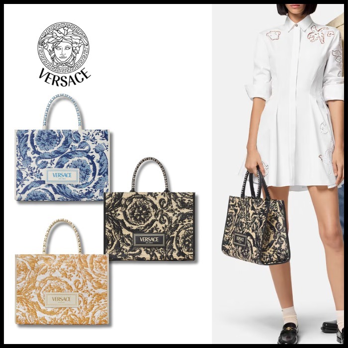 【VERSACE】 アテナ バロッコ ミディアム ラフィア ショッパー