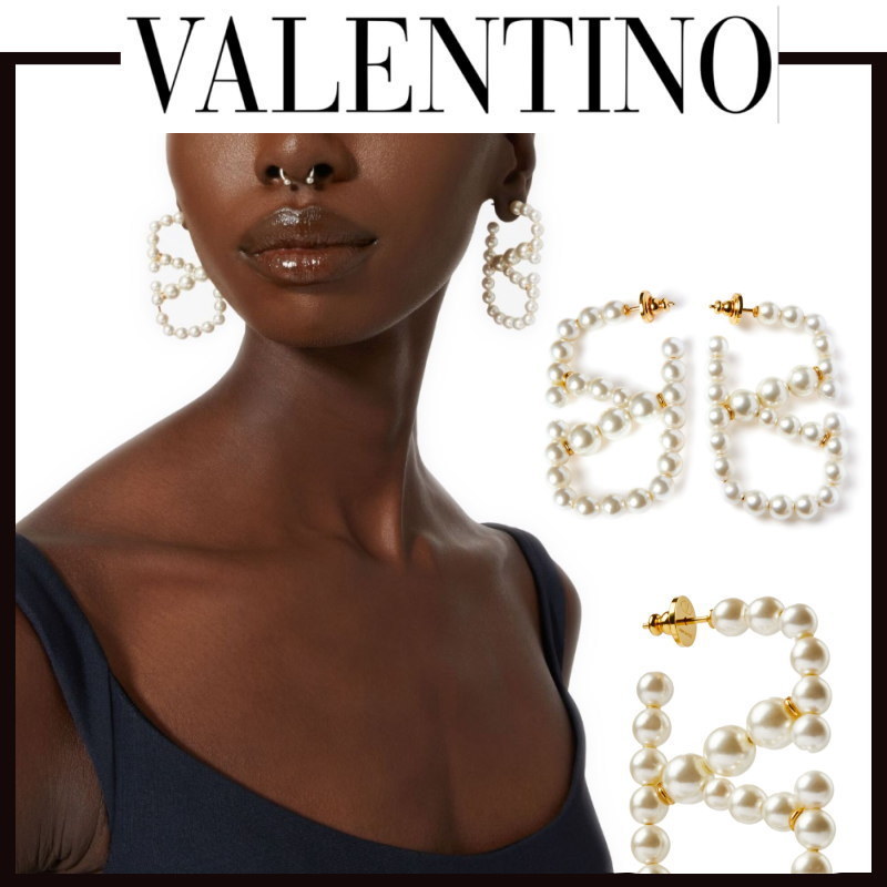 【VIP価格】VALENTINO Vロゴ ピアス パールピアス