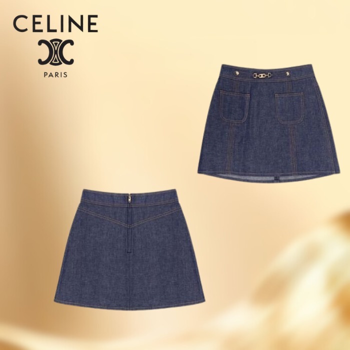 CELINE トラペーズ ミニスカート ローウォッシュ デニム
