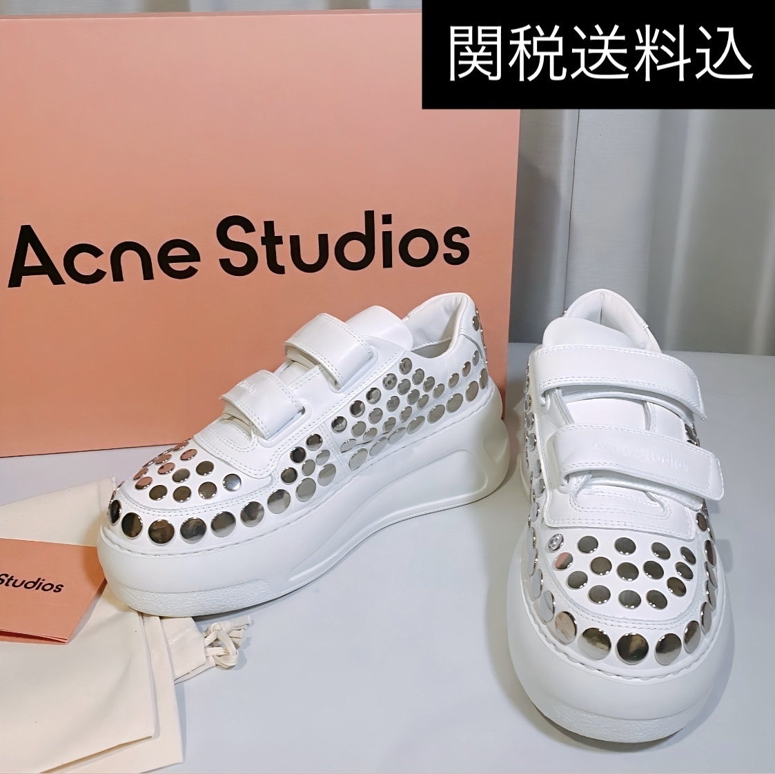 アクネ スタッズ付き プラットフォーム スニーカー 厚底